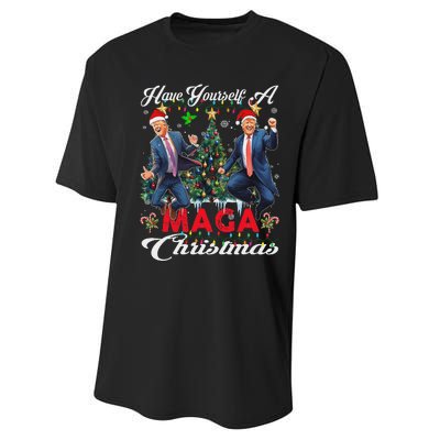 Funny Santa Trump Have Yourself A Merry Maga Christmas Xmas Performance Sprint T-Shirt