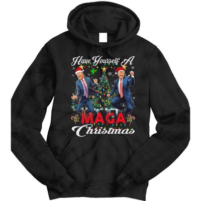 Funny Santa Trump Have Yourself A Merry Maga Christmas Xmas Tie Dye Hoodie