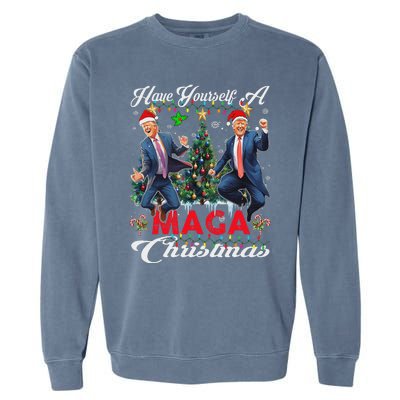 Funny Santa Trump Have Yourself A Merry Maga Christmas Xmas Garment-Dyed Sweatshirt