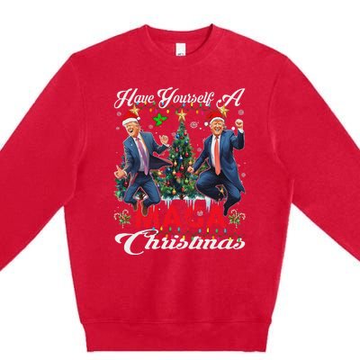 Funny Santa Trump Have Yourself A Merry Maga Christmas Xmas Premium Crewneck Sweatshirt