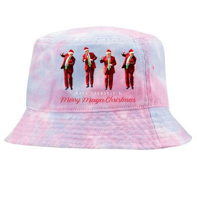 Funny Santa Trump Have Yourself A Merry Maga Christmas Xmas Tie-Dyed Bucket Hat