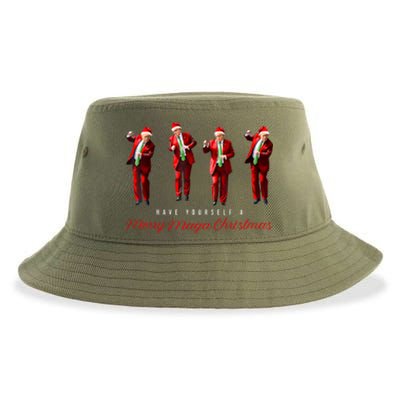 Funny Santa Trump Have Yourself A Merry Maga Christmas Xmas Sustainable Bucket Hat