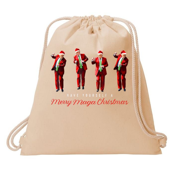 Funny Santa Trump Have Yourself A Merry Maga Christmas Xmas Drawstring Bag