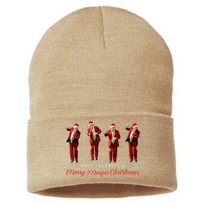 Funny Santa Trump Have Yourself A Merry Maga Christmas Xmas Sustainable Knit Beanie