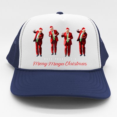 Funny Santa Trump Have Yourself A Merry Maga Christmas Xmas Trucker Hat