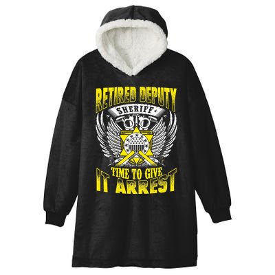 Funny Sheriff T Retired Deputy Sheriff Hooded Wearable Blanket