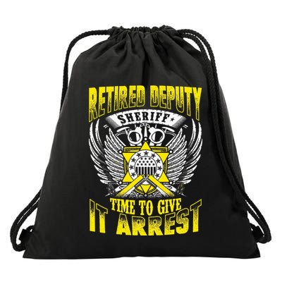Funny Sheriff T Retired Deputy Sheriff Drawstring Bag