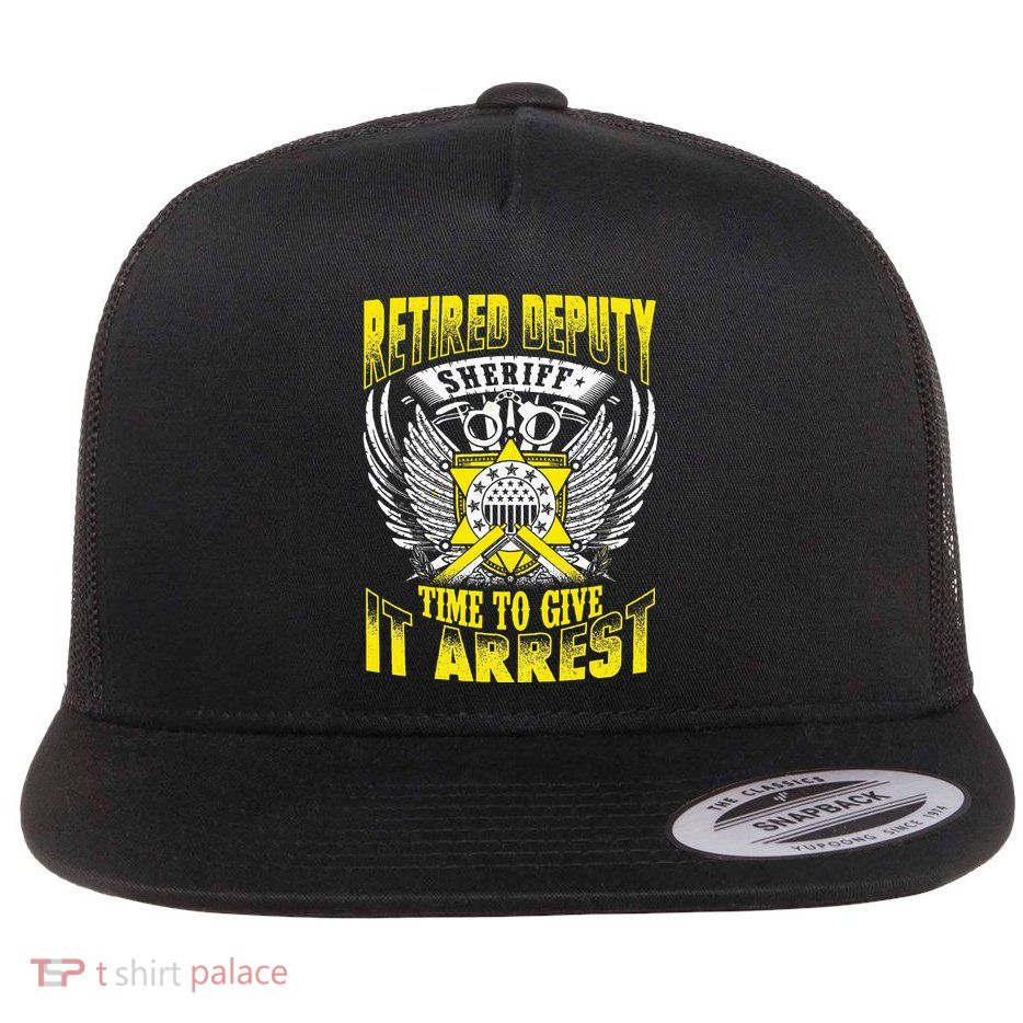 Funny Sheriff T Retired Deputy Sheriff Flat Bill Trucker Hat