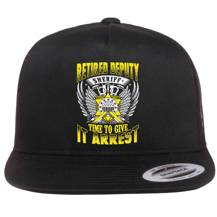 Funny Sheriff T Retired Deputy Sheriff Flat Bill Trucker Hat