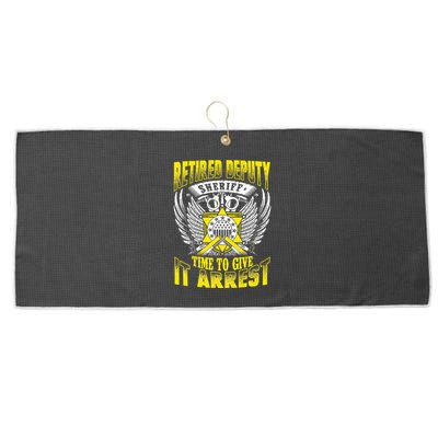 Funny Sheriff T Retired Deputy Sheriff Large Microfiber Waffle Golf Towel