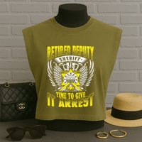 Funny Sheriff T Retired Deputy Sheriff Garment-Dyed Women's Muscle Tee