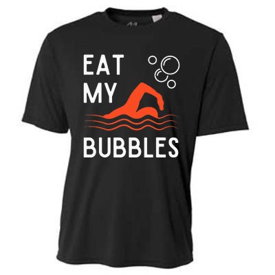 Funny Swimming Team Sport Swimmer Eat My Bubbles Cooling Performance Crew T-Shirt