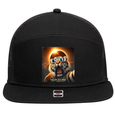 Funny Selfie Tiger Solar Eclipse 7 Panel Mesh Trucker Snapback Hat