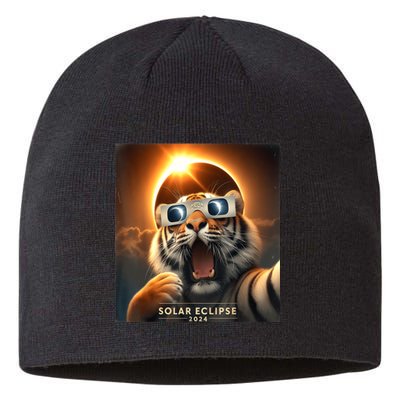 Funny Selfie Tiger Solar Eclipse Sustainable Beanie