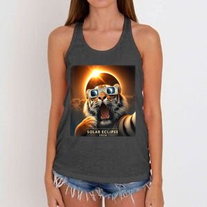 Funny Selfie Tiger Solar Eclipse Women's Knotted Racerback Tank