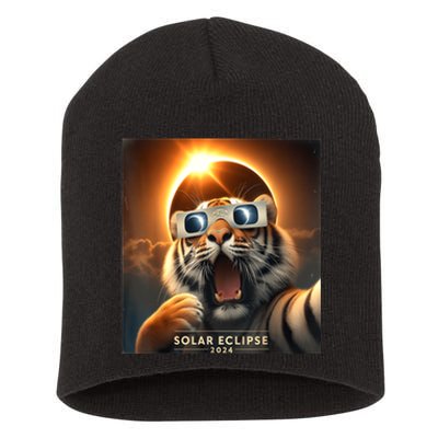 Funny Selfie Tiger Solar Eclipse Short Acrylic Beanie