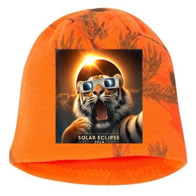 Funny Selfie Tiger Solar Eclipse Kati - Camo Knit Beanie