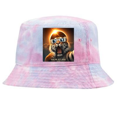 Funny Selfie Tiger Solar Eclipse Tie-Dyed Bucket Hat