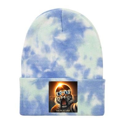 Funny Selfie Tiger Solar Eclipse Tie Dye 12in Knit Beanie