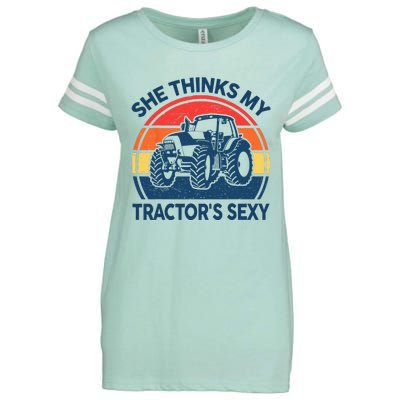 Farm She Thinks My Tractors Sexy Men Gift Funny Farmer Enza Ladies Jersey Football T-Shirt