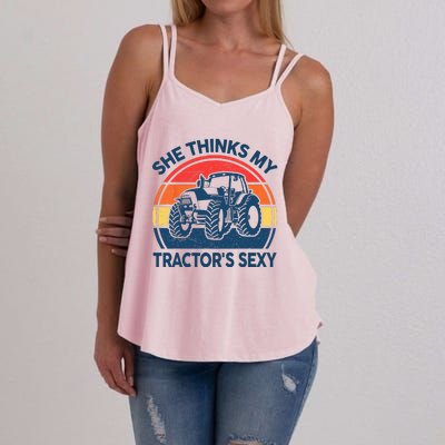 Farm She Thinks My Tractors Sexy Men Gift Funny Farmer Women's Strappy Tank