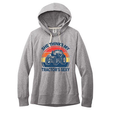 Farm She Thinks My Tractors Sexy Men Gift Funny Farmer Women's Fleece Hoodie