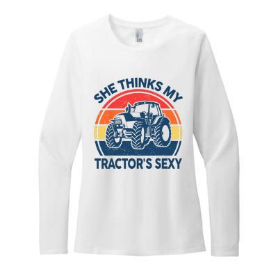 Farm She Thinks My Tractors Sexy Men Gift Funny Farmer Womens CVC Long Sleeve Shirt