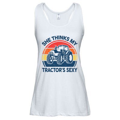 Farm She Thinks My Tractors Sexy Men Gift Funny Farmer Ladies Essential Flowy Tank