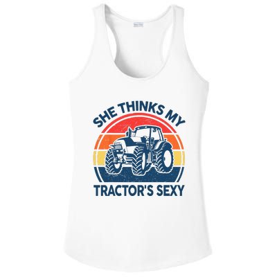 Farm She Thinks My Tractors Sexy Men Gift Funny Farmer Ladies PosiCharge Competitor Racerback Tank