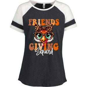 Friends Squad Thanksgiving 2024 Turkey Face Leopard Enza Ladies Jersey Colorblock Tee