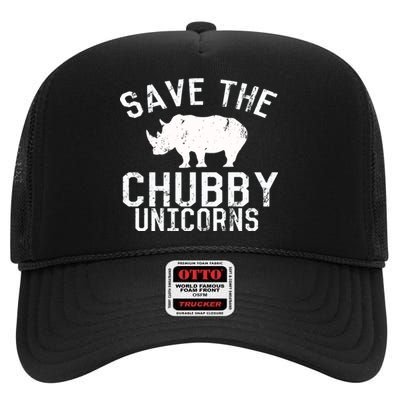 Funny Save the Chubby Unicorns Fat Rhino Hoodie High Crown Mesh Back Trucker Hat