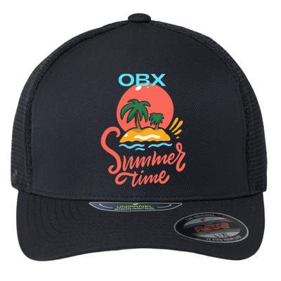 Fun Summer Time Beach Ocean Breeze Sand Palm Trees Sun Flexfit Unipanel Trucker Cap