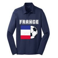 France Soccer Team Flag Silk Touch Performance Long Sleeve Polo