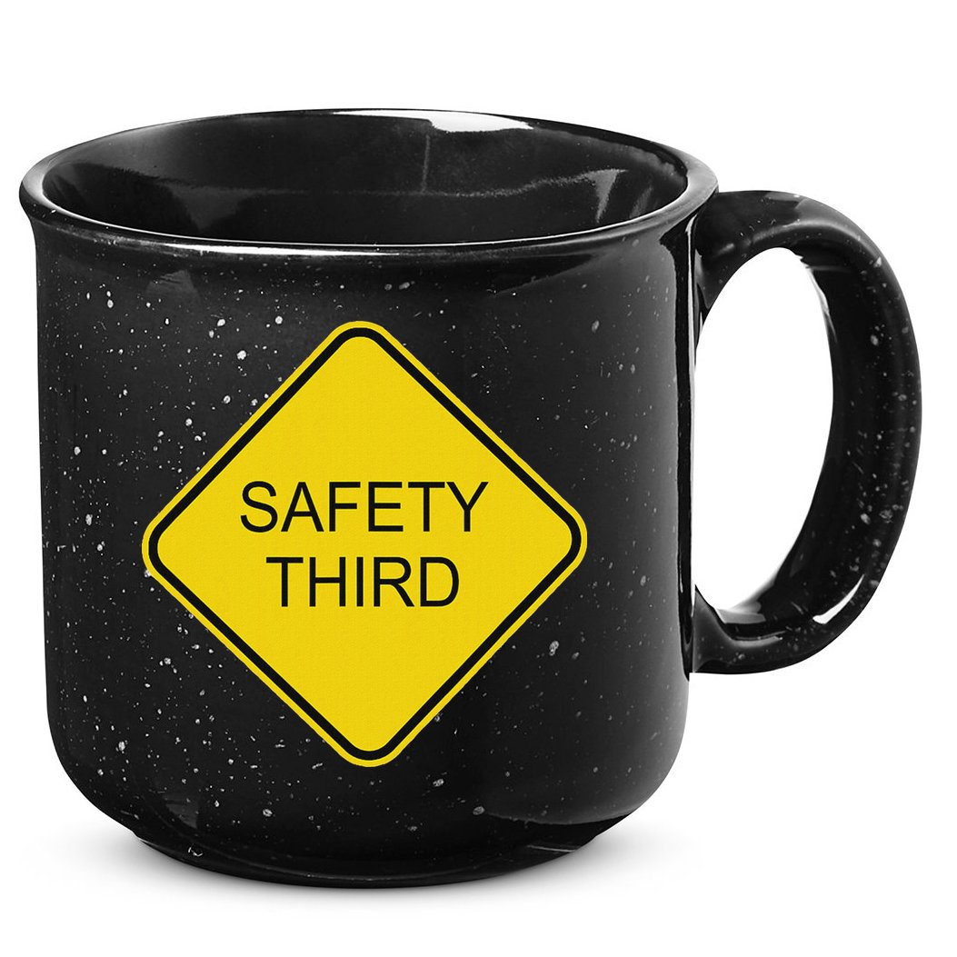 Funny Safety Third Sign 15oz Campfire Ceramic Mug