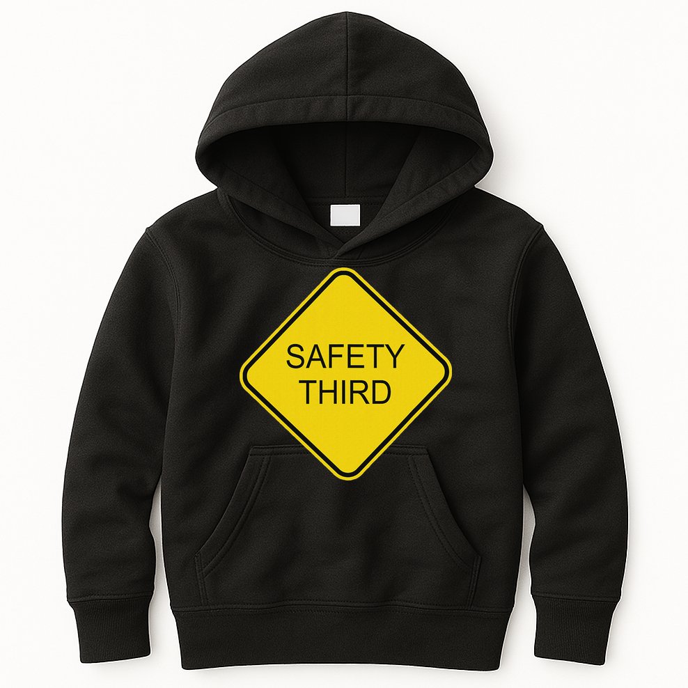 Funny Safety Third Sign Kids Hoodie