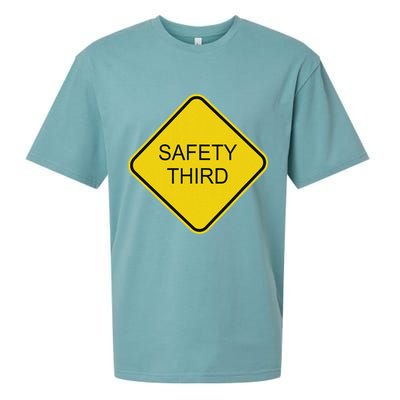 Funny Safety Third Sign Sueded Cloud Jersey T-Shirt