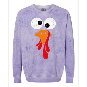 Funny Silly Turkey Face Happy Turkey Day Thanksgiving Colorblast Crewneck Sweatshirt