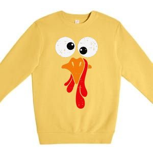 Funny Silly Turkey Face Happy Turkey Day Thanksgiving Premium Crewneck Sweatshirt