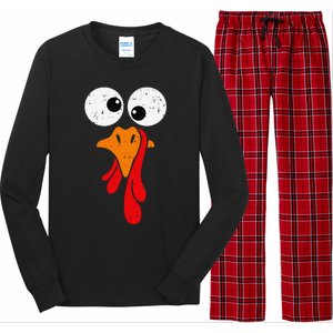 Funny Silly Turkey Face Happy Turkey Day Thanksgiving Long Sleeve Pajama Set