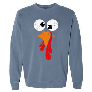 Funny Silly Turkey Face Happy Turkey Day Thanksgiving Garment-Dyed Sweatshirt