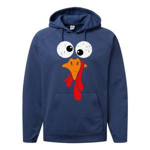 Funny Silly Turkey Face Happy Turkey Day Thanksgiving Performance Fleece Hoodie