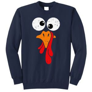 Funny Silly Turkey Face Happy Turkey Day Thanksgiving Tall Sweatshirt