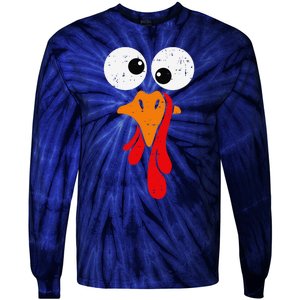 Funny Silly Turkey Face Happy Turkey Day Thanksgiving Tie-Dye Long Sleeve Shirt