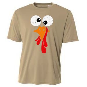 Funny Silly Turkey Face Happy Turkey Day Thanksgiving Cooling Performance Crew T-Shirt