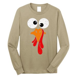 Funny Silly Turkey Face Happy Turkey Day Thanksgiving Long Sleeve Shirt