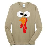 Funny Silly Turkey Face Happy Turkey Day Thanksgiving Tall Long Sleeve T-Shirt