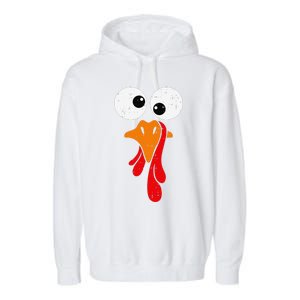 Funny Silly Turkey Face Happy Turkey Day Thanksgiving Garment-Dyed Fleece Hoodie