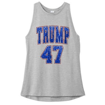 Faux Sequins Trump 2024 President Make America Trump Again Ladies PosiCharge Tri-Blend Wicking Tank