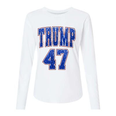 Faux Sequins Trump 2024 President Make America Trump Again Womens Cotton Relaxed Long Sleeve T-Shirt