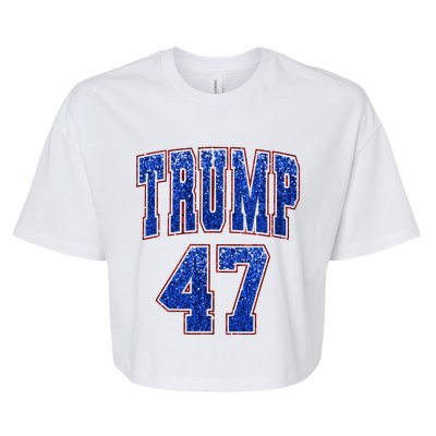 Faux Sequins Trump 2024 President Make America Trump Again Bella+Canvas Jersey Crop Tee